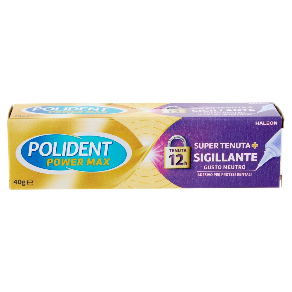 Polident Power Max, Super Tenuta + Sigillante, Adesivo per Protesi Dentale, Tenuta Giornaliera 40 g
